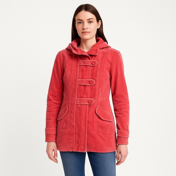 Idra by Anthropologie Jackets & Blazers - Idra Coral Corduroy Toggle Coat Size 4 – Faux Pockets